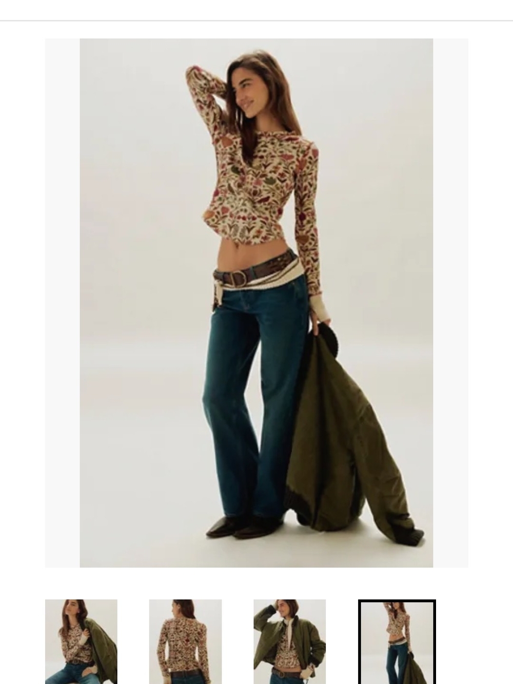 Free People We The Free "Toileidays" Long Sleeve Thermal Shirt NWOT - Picture 4 of 9